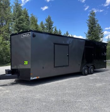 For sale 2025 Haulmark 8.5×28 7’6″ tall trailer w/ 2x escape doors, backup camera, battery